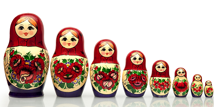 Set of eight matryoshka nesting dolls