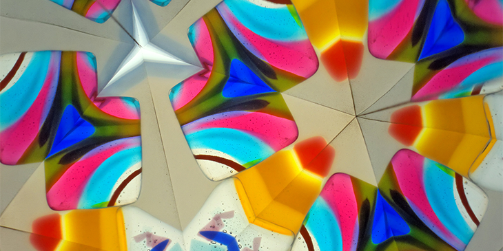 Close up of brightly coloureed kaleidoscope image