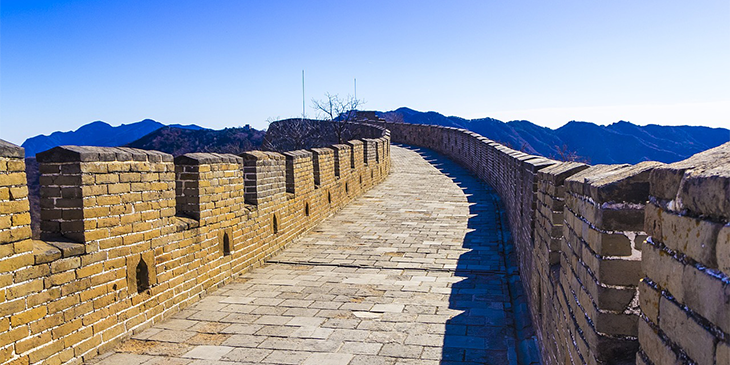A shot from the top of the great wall of China
