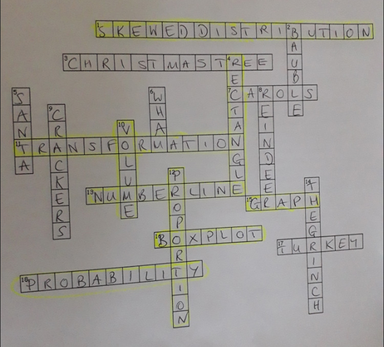 A photograph of the crossword with the answers completed