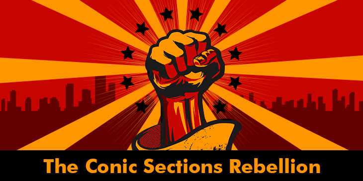 A fist surrounded by stars in a communist style, with the title The Conic Selections Rebellion