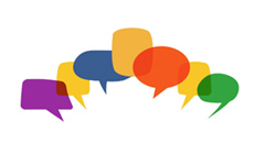 Differently-coloured and shaped speech bubbles