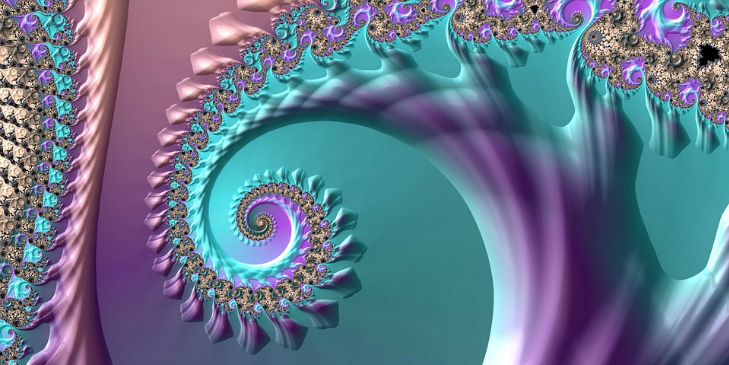 Multicoloured spiral fractal image