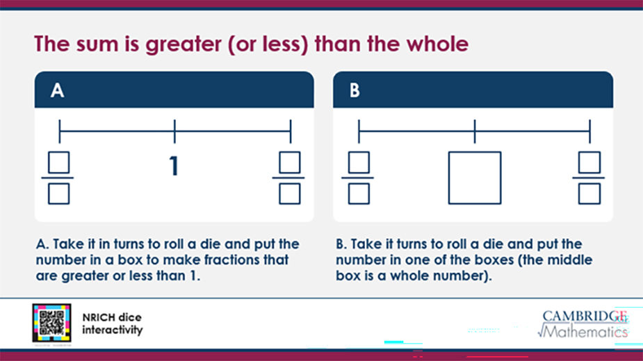 A slide from a presentation titled 'The sim is greater (or less) than the whole. The slide is explaining the rules to a dice game
