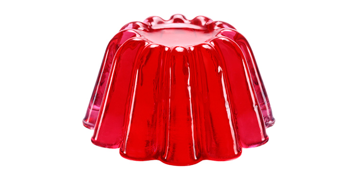 A red jelly set on a white background