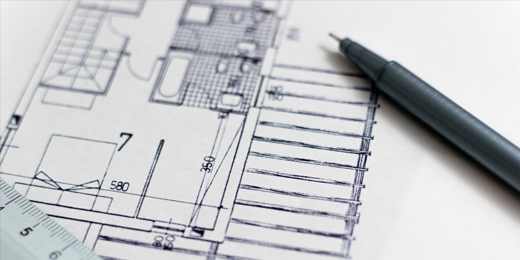 An architects drawing of a house