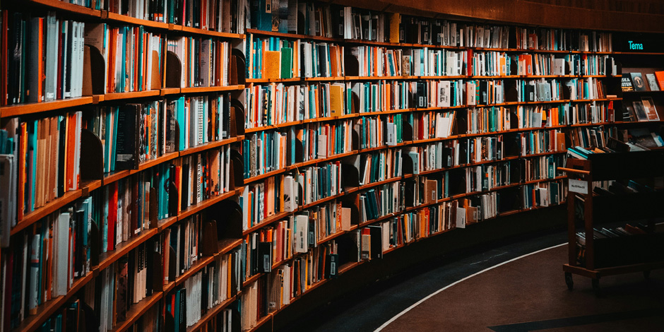A large library with all shelves filled with books