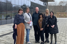 A group of university mathematicians and early years educators outside the Mathematical Sciences building in Durham.