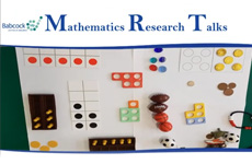The words 'Mathematics Research Talks' with an image of some mathematical tools