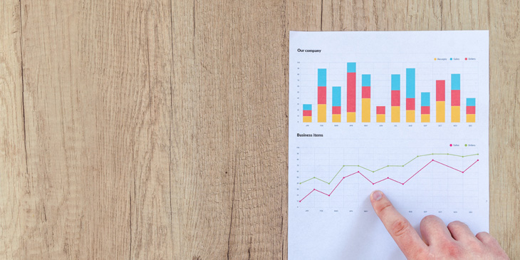 A piece of paper with analytical graphs printed on it