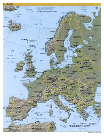 A topographical map of europe
