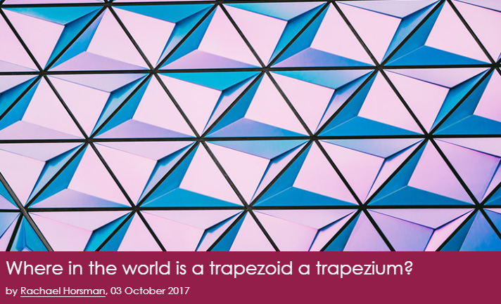 A snippet shot of the header for the blog Where in the world is a trapezoid a trapezium
